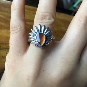 Canadian Ammolite Sterling Silver Ring Size 8